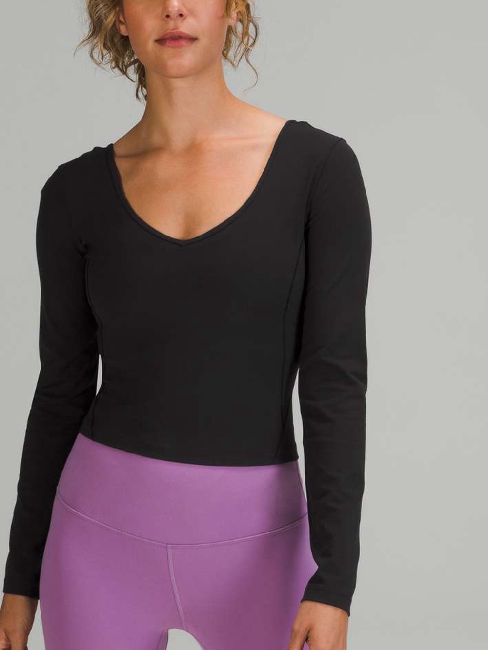 Lululemon Align V-Neck Long Sleeve Shirt in Black - Size 12